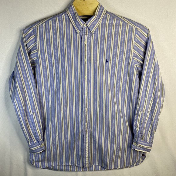 Ralph Lauren Men’s Classic Fit XL Long Sleeve Button Down Blue Stripe Shirt - Picture 3 of 6
